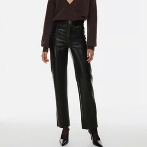 NWT [$148] Wilfred “The Melina” Black Straight Leg Rise High faux leather Pants